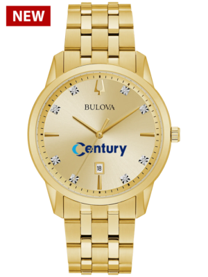 Gold Tone Bulova Custom Logo Watch with 8 diamonds