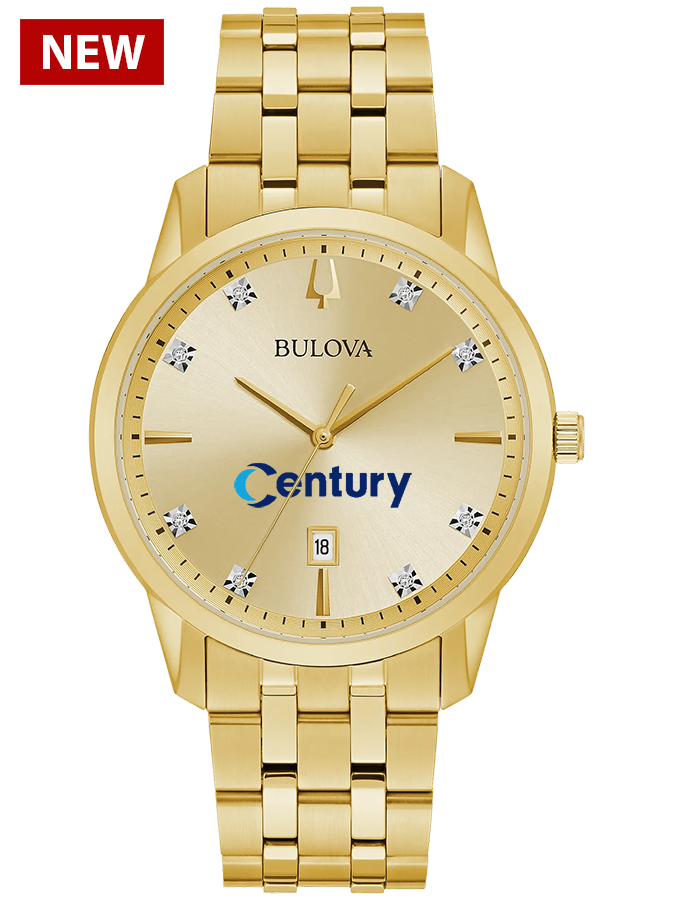 Gold Tone Bulova Custom Logo Watch with 8 diamonds