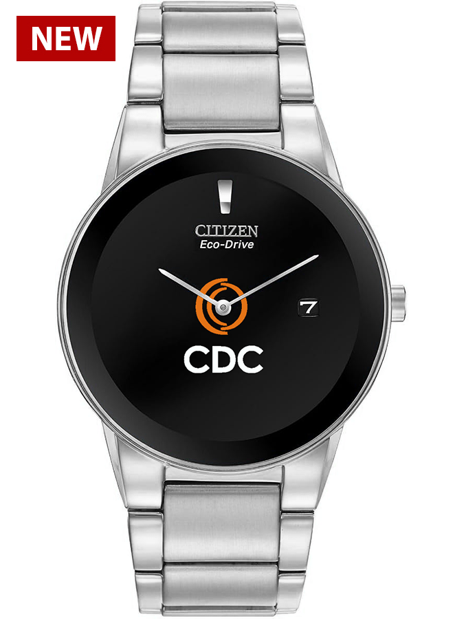 Silver-tone Citizen Custom Logo Watch with black face