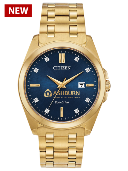 Gold-tone Citizen Custom Logo Watches with Blue Dial