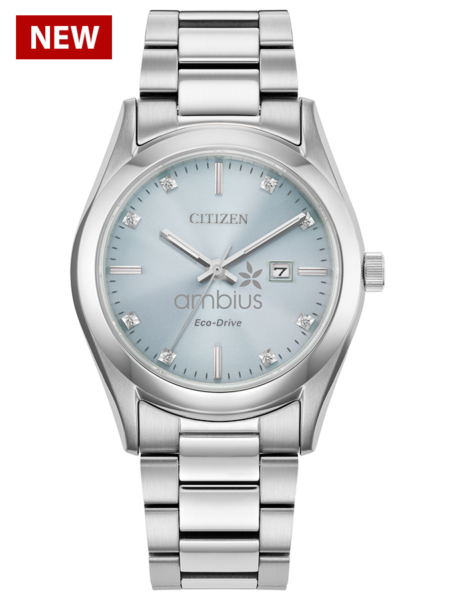 Silver-tone Citizen Custom Logo Watch with blue face