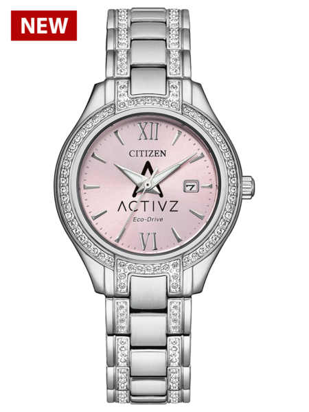 Silver-tone Women's Citizen Custom Logo Watches with Pink dial